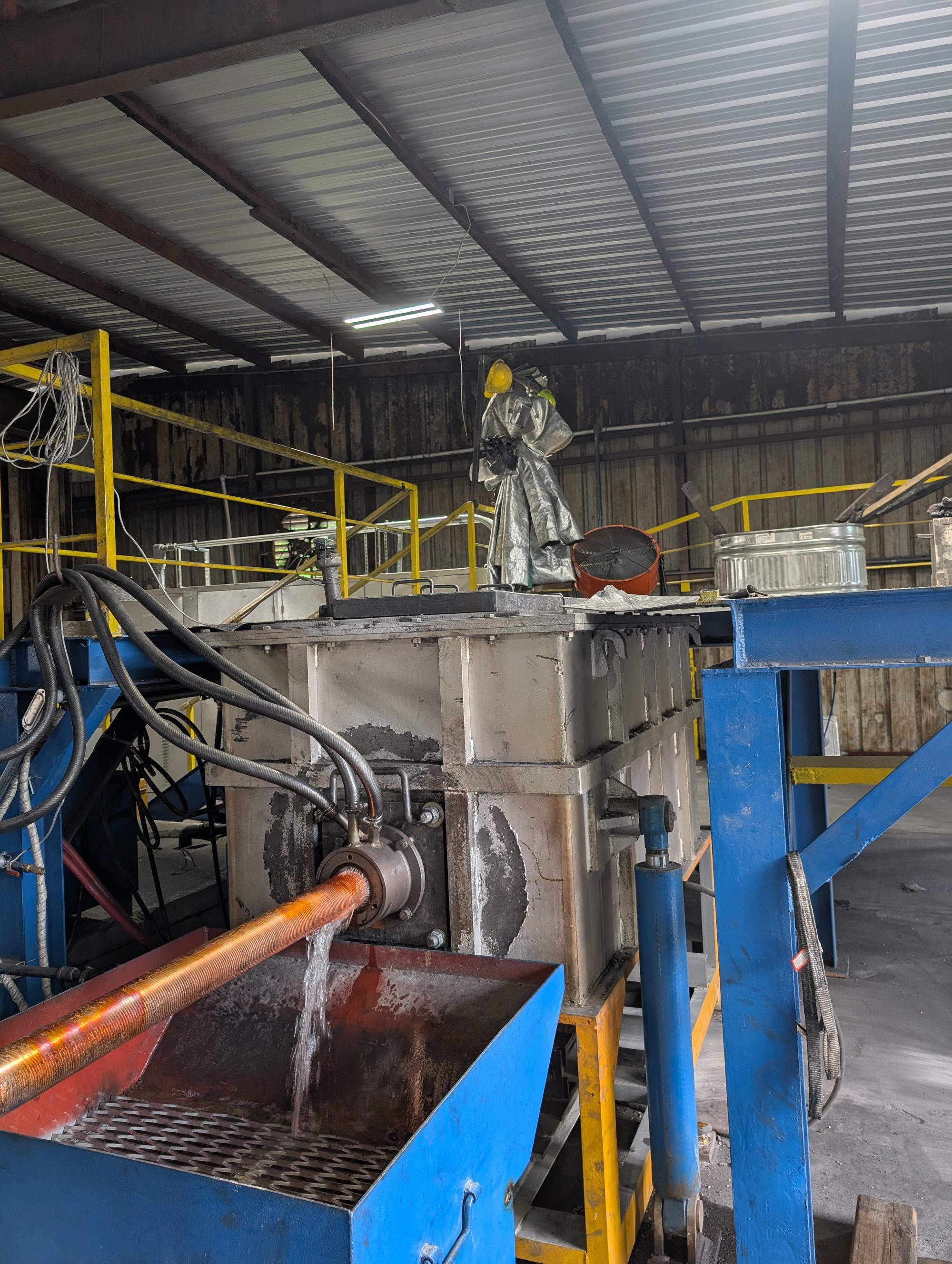 Cast tube emerging from the casting line