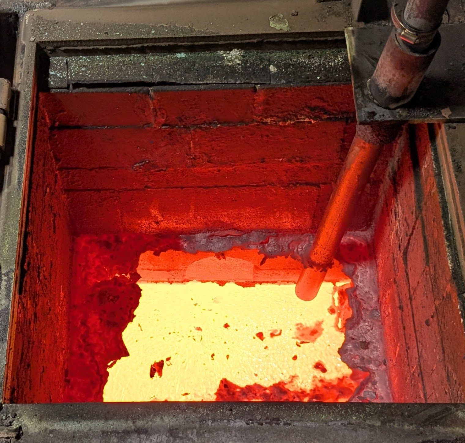 Molten copper close up
